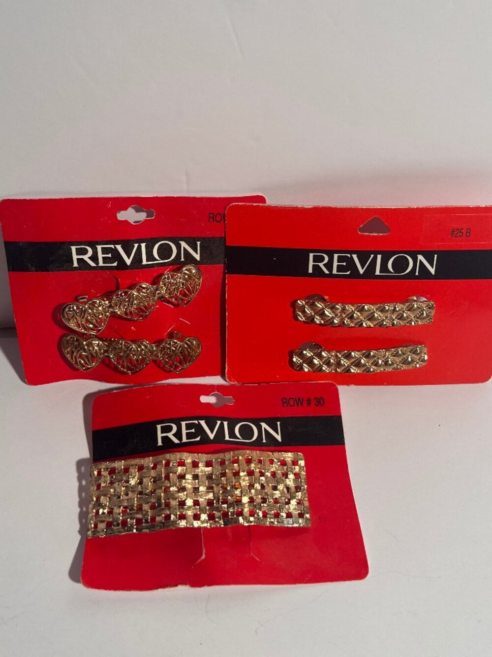 Vintage Revlon Gold Tone Hair Clips & Barrette Lot NOS NIP